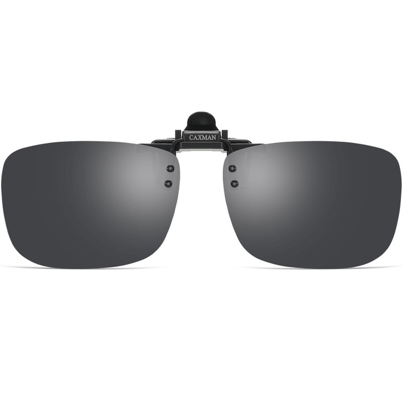 CAXMAN Polarized Clip-on Flip Up Metal Clip Rimless Sunglasses, Lightweight, Black Lens 59 * 42mm - Image 1